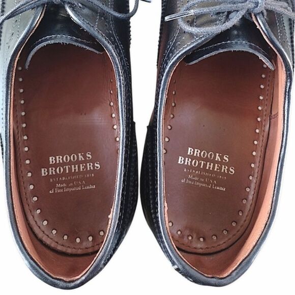Brooks Brothers 1818 Wingtip Oxford Shoes, Size 12 D, Black